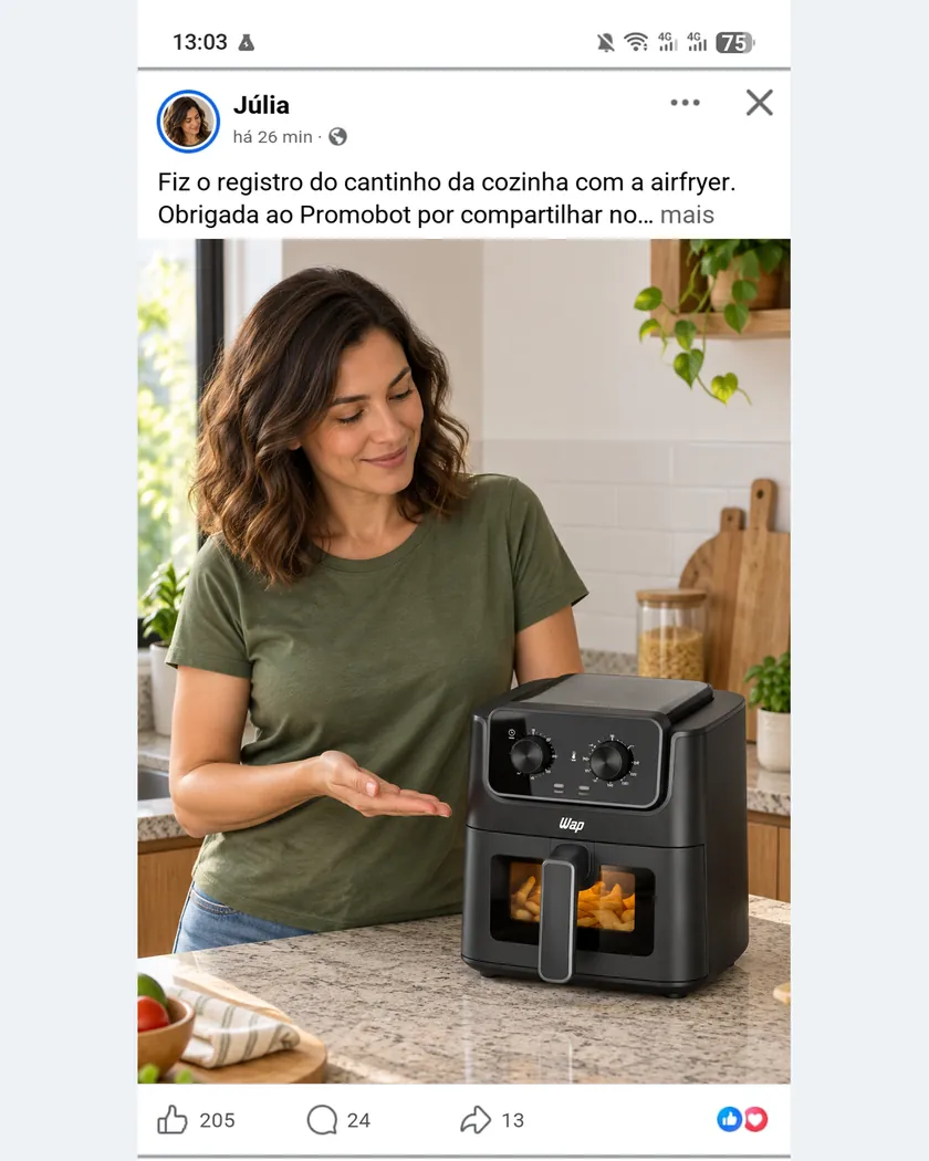 Publicação de quem encontrou oferta com o PromoBot