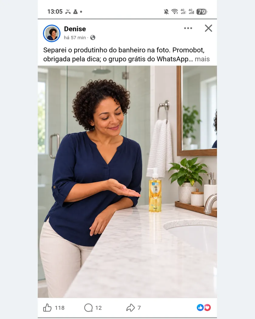 Publicação de quem encontrou oferta com o PromoBot