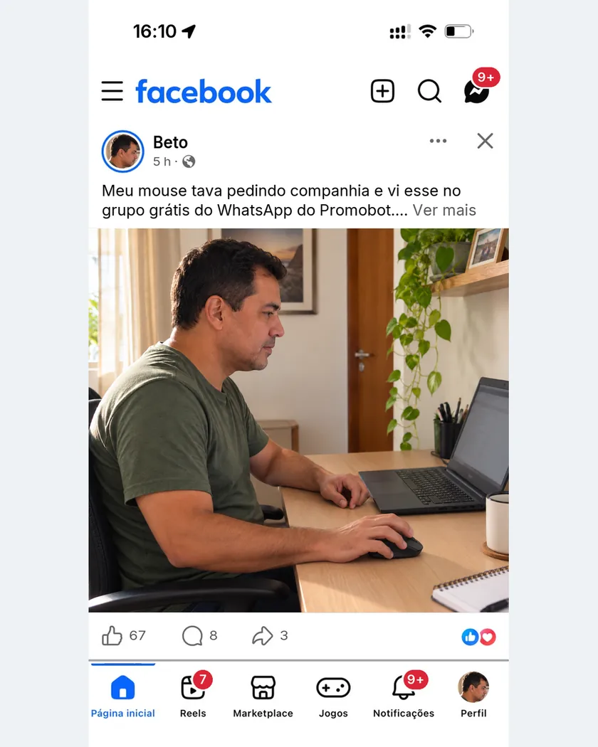 Publicação de quem encontrou oferta com o PromoBot
